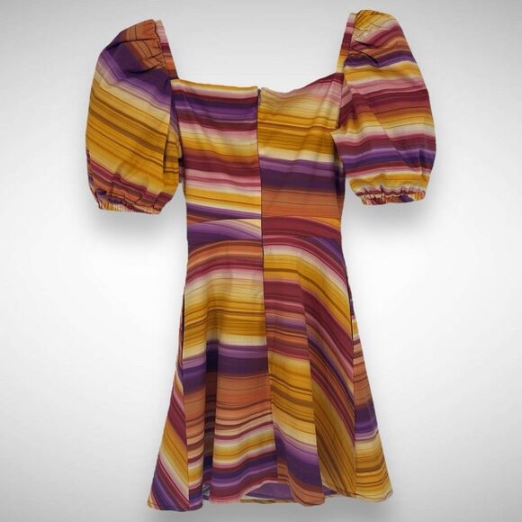 Autumn Adeigbo Alyssa Stripe Puff Sleeve Cutout Mini Dress Size 4 Sundress Boho - Picture 4 of 10